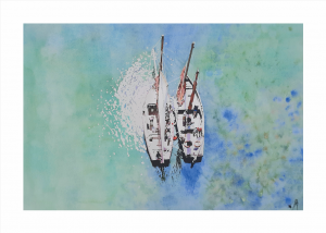 Tirage numéroté de l'aquarelle originale Rêve de lagune de Bertrand Rouby