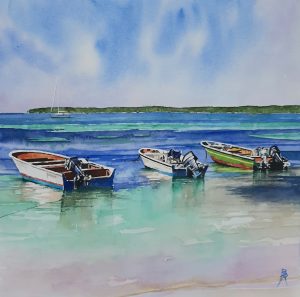 VENDU - "Canots au mouillage"