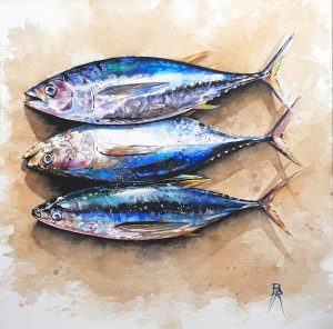 "Poissons bleus chevaucheurs d'écumes"